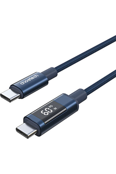 CHOETECH Καλώδιο USB 2.0 USB-C Αρσενικό - USB-C 60W PD Μπλε 1.2μ