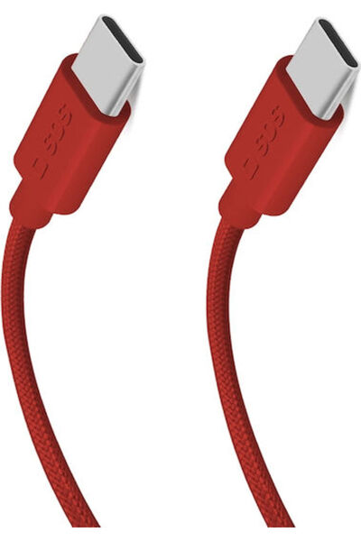 SBS Πλεκτό Καλώδιο USB 2.0 USB-C Αρσενικό - USB-C 60W PD Κόκκινο 1.5μ