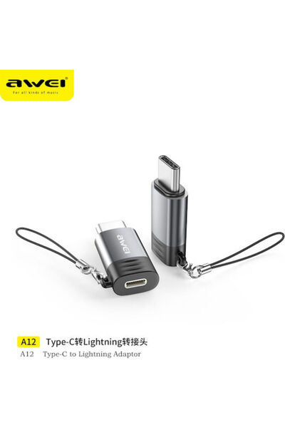 AWEI Μετατροπέας Lightning Θηλυκό σε USB-C Αρσενικό Γκρι 1 Τεμάχιο 08UNI4496