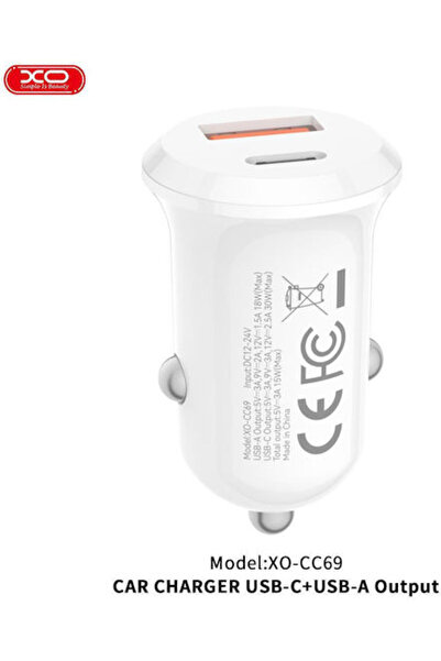 Xo CC69 Μίνι Έξυπνος Φορτιστής Αυτοκινήτου 30W 2.75A Γρήγορη Φόρτιση με Θύρες...