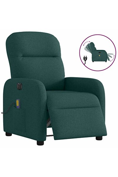 vidaxl Fotoliu electric de masaj rabatabil, verde închis, textil