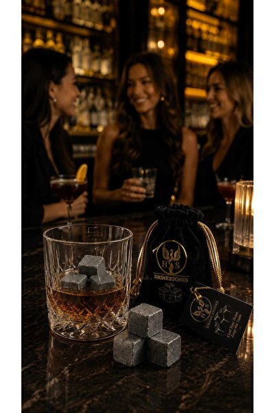 6 Adet Viski Soğutma Taşı Seti Viski Taş Kesesi - Doğal Mermer Granit Whiskey Soğutucu Taş 2x2 Cm