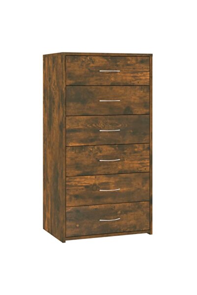 vidaxl Servantă cu 6 sertare, stejar fumuriu, 50x34x96 cm, lemn