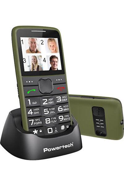 POWERTECH V2 PTM-42 Κινητό τηλέφωνο διπλής SIM με μεγάλα πλήκτρα Χακί