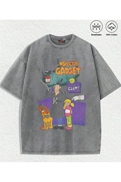 Toum Vintage Inspector Gadget Printed Retro Unisex Oversize T-Shirt