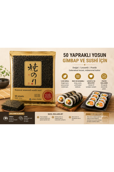 imo kore yemekleri Gimbap ve Sushi Yosunu 50 Yaprak