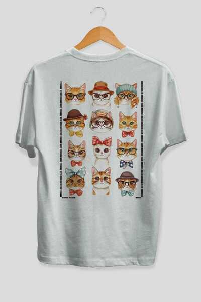 Ankhises 30 Cats for the Sake of Cat Love Printed White Oversize T-Shirt 100%...