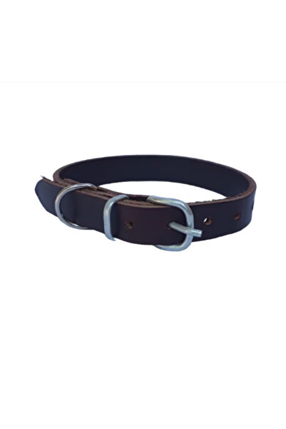 OEM Dog collar, dark brown genuine leather 50 x 2 cm, adjustable 30-39 cm