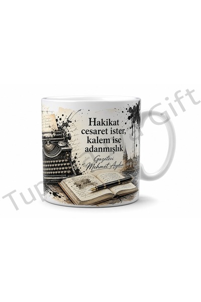 Tupya Gift Gazeteciye Hediye Kişiye Özel Baskılı Kupa Bardak Gazeteci Hediyesi