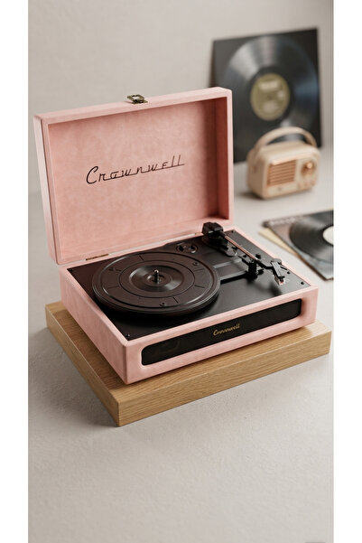 TB Crown Well Turntable Suitcase CR Series Çantalı Pikap (pembe)