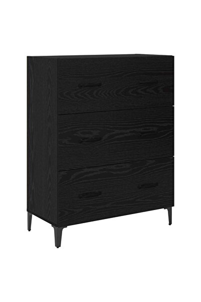 vidaxl Bufet Stejar Negru 69,5 x 34 x 90 cm Lemn Ingineresc și Fier
