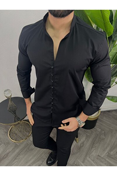 BAYIM Erkek Slim Fit Hakim Yaka Likralı Gömlek | Modern Kesim