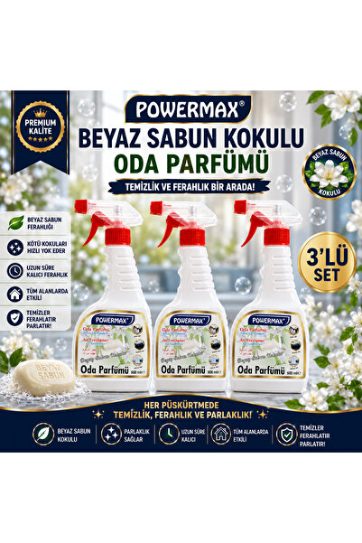 powermax BEYAZ SABUN KOKULU ODA PARFÜMÜ 600 ML x 3 ADET EKONOMİK SET KALICI F...