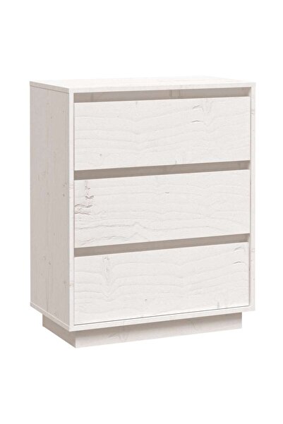 vidaxl Dulap, alb, 60x34x75 cm, lemn masiv de pin