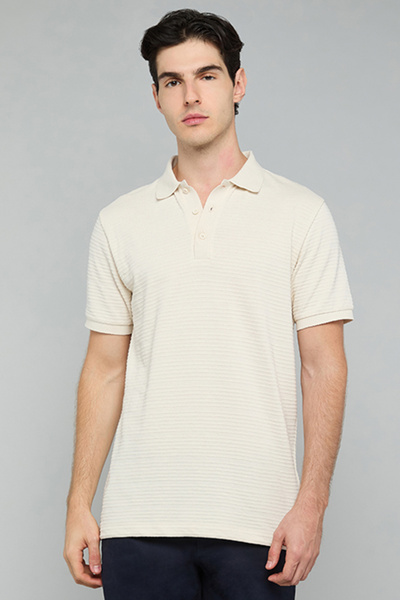 R&B Textured Polo T-Shirt with Short Sleeves