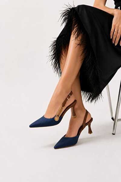 Ayakkabı Consept Pantofi de damă cu toc stiletto, albastru, din denim, elegan...