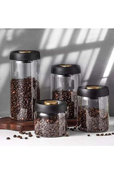 Arabest 4-Piece Vacuum Sealed Coffee Bean Storage Jars, Transparent Glass Air...