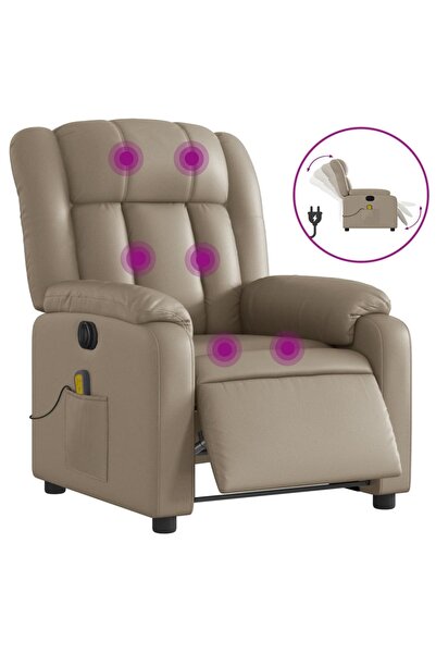 vidaxl Fotoliu electric masaj rabatabil, cappuccino, piele ecologică
