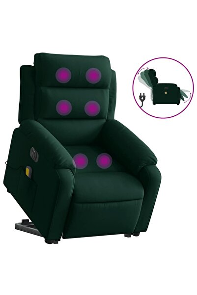 vidaxl Fotoliu electric masaj rabatabil/ridicare verde închis catifea
