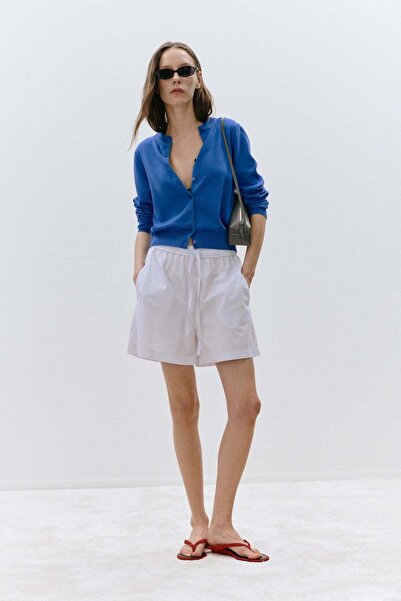 Suud Collection White Klara Washed Poplin Shorts