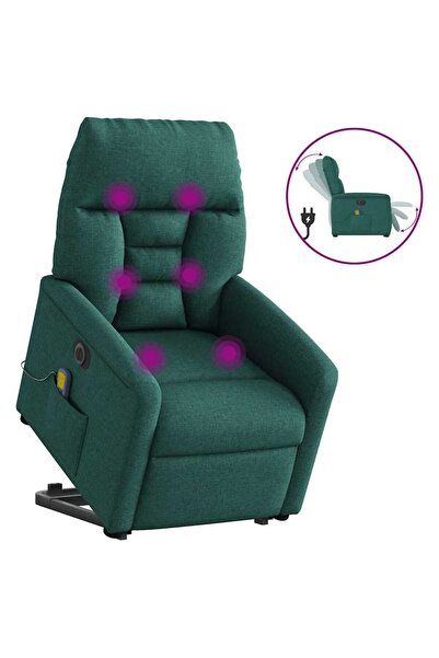 vidaxl Fotoliu electric masaj rabatabil / ridicare verde închis textil