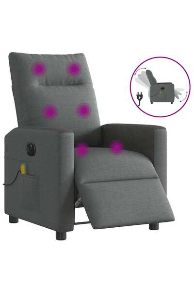 vidaxl Fotoliu electric de masaj rabatabil, gri închis, textil