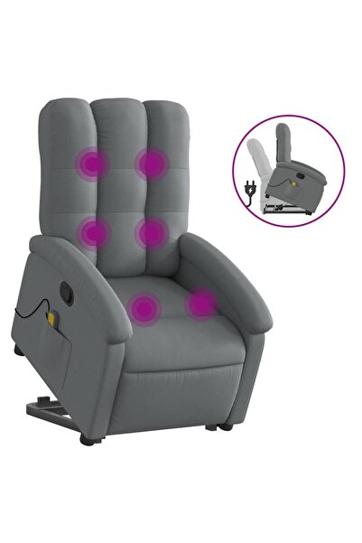 vidaxl Fotoliu de masaj rabatabil cu ridicare, gri închis, textil