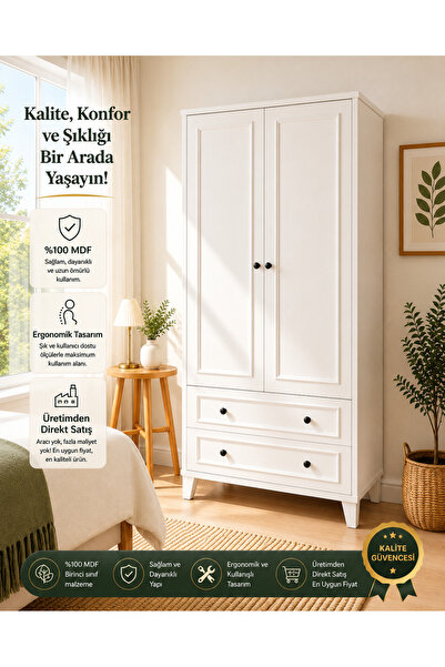 VENATTO madrid 2 kapılı,2 çekmeceli,raflı dolap/gardırop(%100mdf)