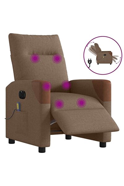 vidaxl Fotoliu electric de masaj rabatabil, maro, textil