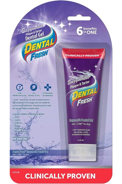 Dental Fresh جل إنزيمي للكلاب، معجون أسنان للكلاب - ينظف الأسنان بفعالية - يز...