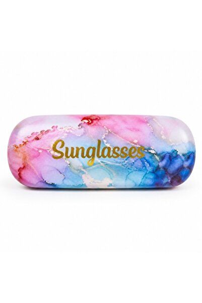 SHOPIENS Carcasă rigidă colorată pentru ochelari de soare cu efect de marmură...
