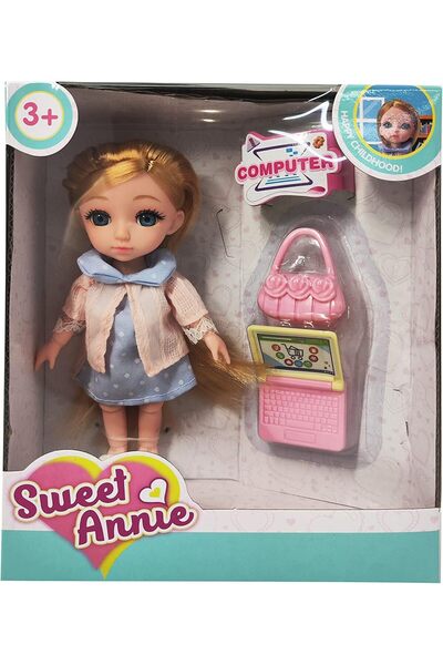 Sweet Annie 15 cm doll with computer from - Pink