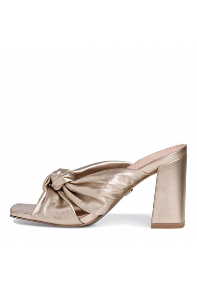 Tamaris Golden leather heeled slippers