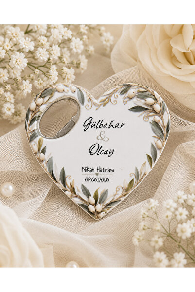 Deryalar Dijital 20 Adet Kişiye Özel Baskılı Kalp Şişe Açacaklı Magnet Nikah ...