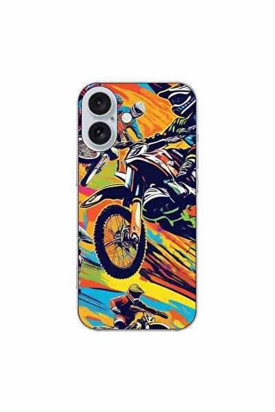 OEM Husa compatibila cu Apple iPhone 16 Silicon Gel Tpu Model Motocross Pop Art