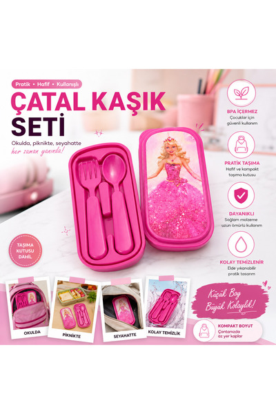 YAK-SAN PAPATYA HOME BARBİE DESENLİ KIZ ÇOCUK İÇİN KAŞIK ÇATAL SETİ A++ KALİTE