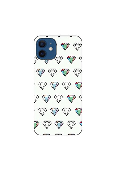 OEM Калъф, съвместим с Apple iPhone 12, силиконов гел TPU модел, с диамантен ...