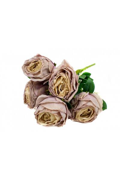 OEM Flori Artificiale Buchet 5 Trandafiri Lipiti Roz Prafuit Cu Bej