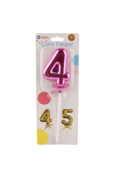 Aljwad Italo Metallic Pink Balloon Number 4 Cake Topper