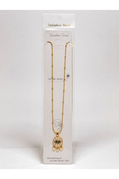 LİLORA Stainless Steel Evil Eye Pendant Necklace - Gold Color Heart Dangle Ne...