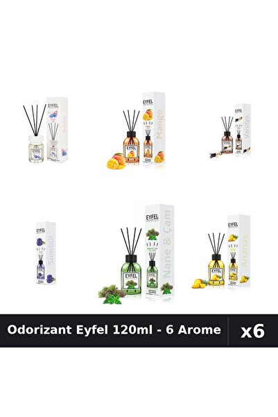 Eyfel Set 6 Odorizante Camera Betisoare - 6 Arome Asortate, 120ml Parfum