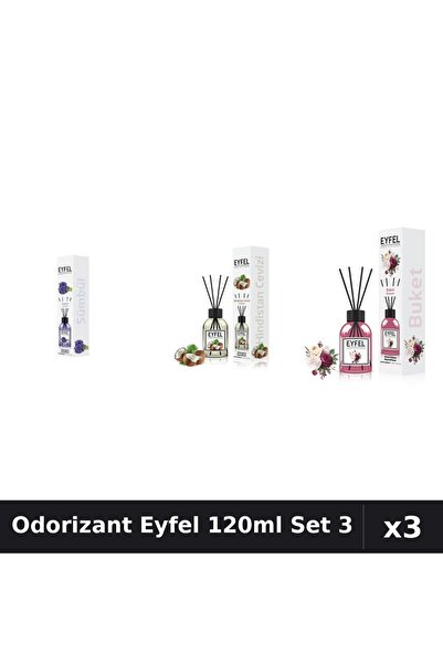 Eyfel Set 3 Odorizant Camera Betisoare 120ml - Zambile, Nucă Cocos, Bouquet