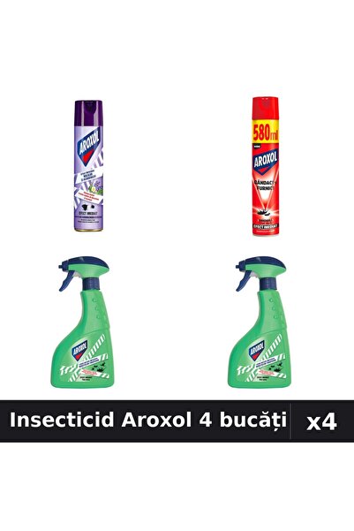 Aroxol Set 4 Spray Insecticid 250ml-400ml-580ml - Anti Gândaci, Țânțari, Muste