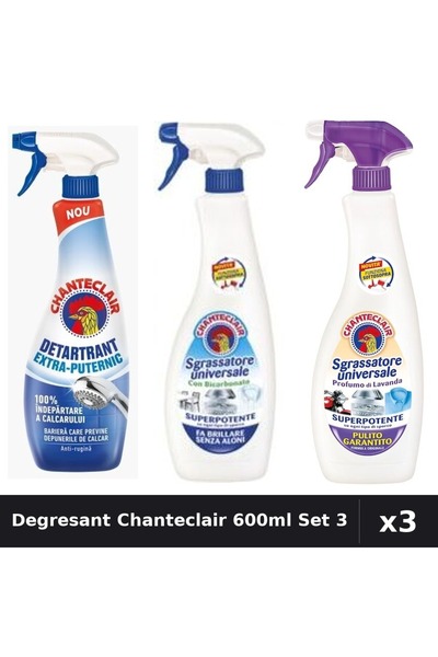 Chanteclair Set 3 Degresant Universal 600ml - Bicarbonat, Lavanda, Detartrant