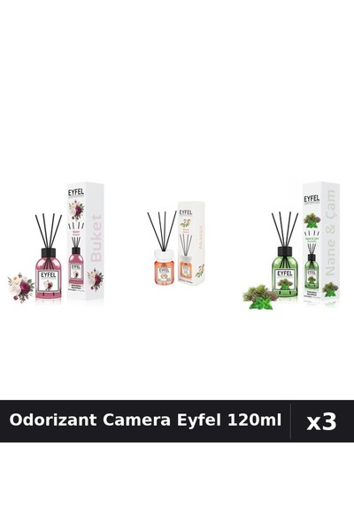 Eyfel Set 3 Odorizant Camera Betisoare 120ml - Bouquet, Acacia, Pin Menta