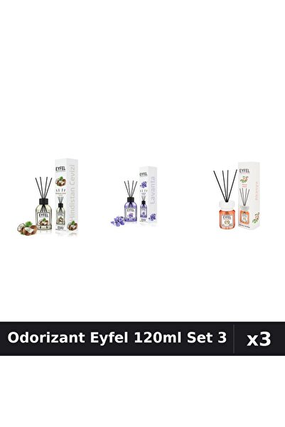Eyfel Set 3 Odorizant Camera Betisoare 120ml - Acacia, Lavanda, Nucă Cocos
