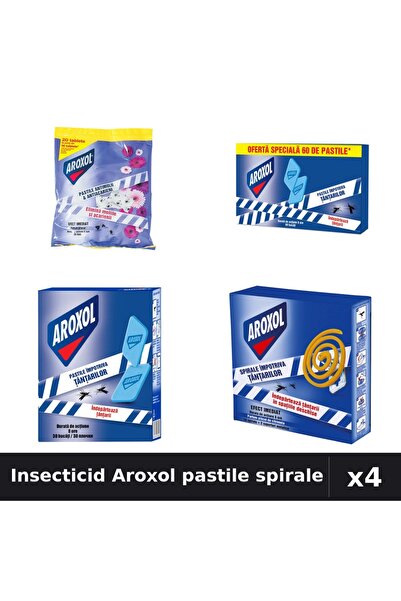Aroxol Set 4 Insecticid Pastile Spirale 10/20/30/60 buc - Protectie Anti-Inse...