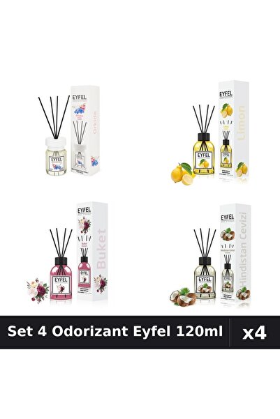 Eyfel Set 4 Odorizante Camera Betisoare, Bouquet, Lamaie, Nuca De Cocos, Orhi...