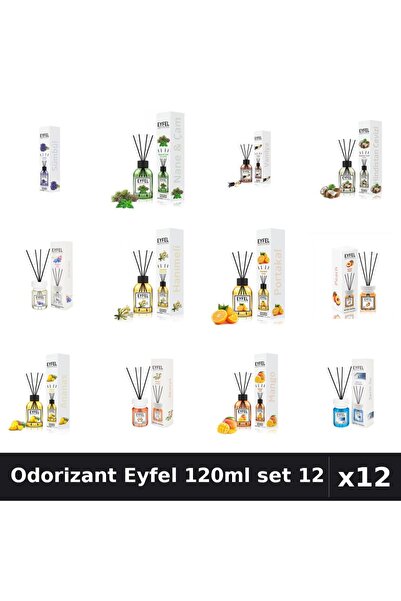Eyfel Set 12 Odorizant Camera Betisoare 120ml - 12 Arome Asortate, Parfum Intens