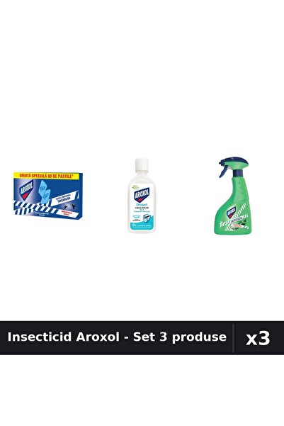 Aroxol Set 3 Insecticid - Spray 400ml, Loțiune 85ml, Spirale 60buc - Protecți...